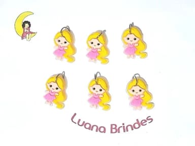 Pingente Mini Princesa 2,5cm Emborrachado Pacote C/6 Unidade