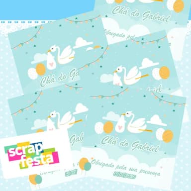 Adesivo Personalizado Quadrado 10x10 Chá de Menino Cegonha