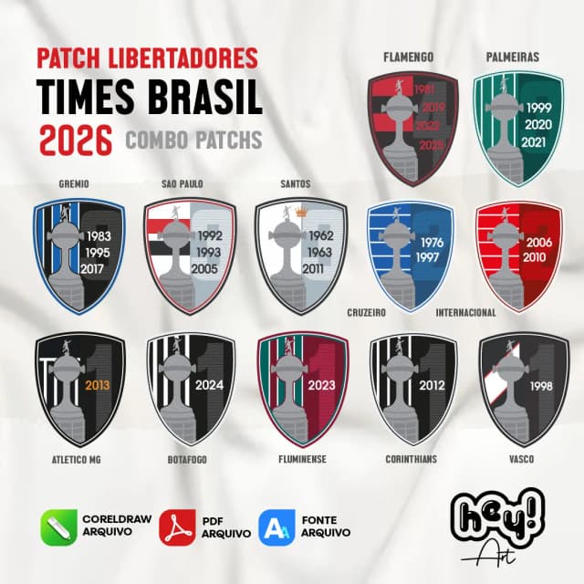 Combo Patch Vetor Libertadores 2026 - Times do Brasil