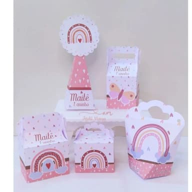 Kit 30 Lembrancinhas Arco Iris Boho