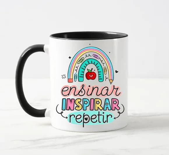 Caneca Professores Ensinar, Inspirar, Repetir