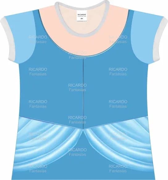 Blusa Adulto Fantasia Princesa Azul Carnaval e Festa Temática
