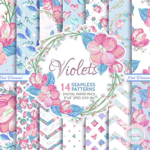 Kit digital Papéis florais 21434B2