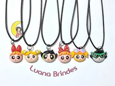 Colar Meninas Super Poderosas Resina Pacotes com 6 Unidade