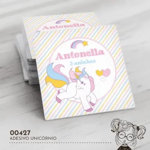 Adesivo Quadrado Unicórnio - 00427