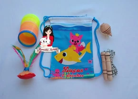 Mochila Boa Infância Personalizada Tema Baby Tubarão