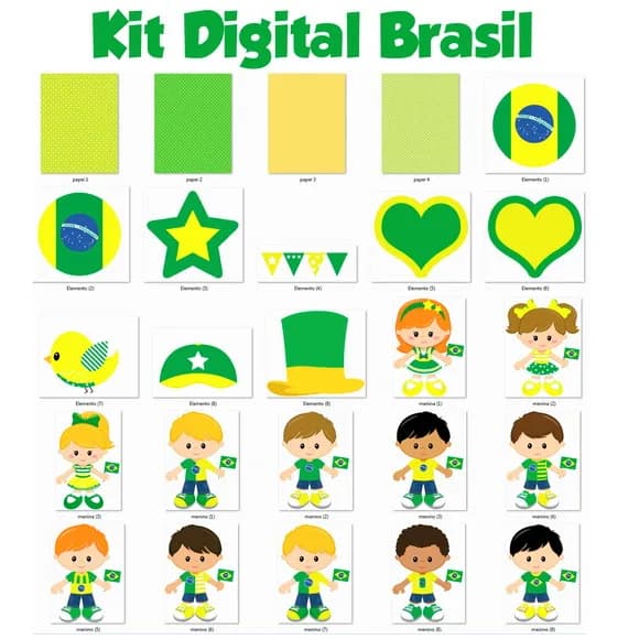 Kit Digital Brasil - Futebol Menina E Menino - Cod 32