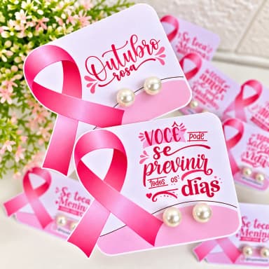 Lembrancinha Outubro Rosa Personalizada – Cartão com Laço da Prevenção