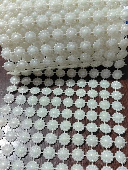 Manta de Meia Pérola Trabalhada Irisada de 10mm Medida 11cmx