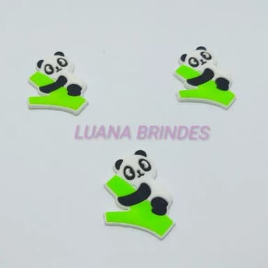 Aplique Panda Emborrachado - pct com 10 unidades