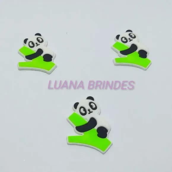 Aplique Panda Emborrachado - pct com 10 unidades