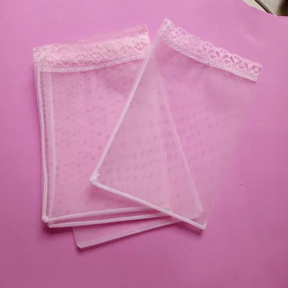 Saquinho Organza Tunil com Renda Rosa 12x19cm