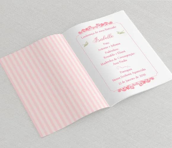 Lembrança Batizado - Livrinho Orações - Arabescos Rosa
