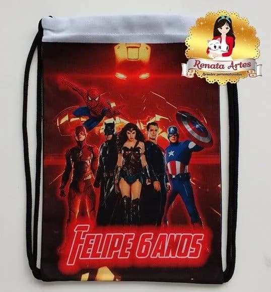 Mochilinha de Tecido Personalizada Super Heróis