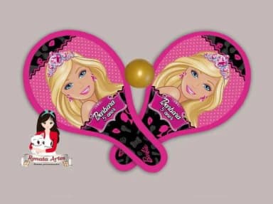 Raquetes de Ping Pong Personalizada Tema Barbie
