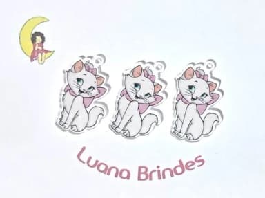 Pingente Gatinha Marie Acrílico Impresso - 5 Unidades