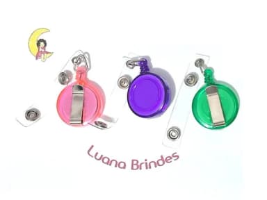 Porta Cracha Retrátil Roller Clip Pacote com 6 Unidades