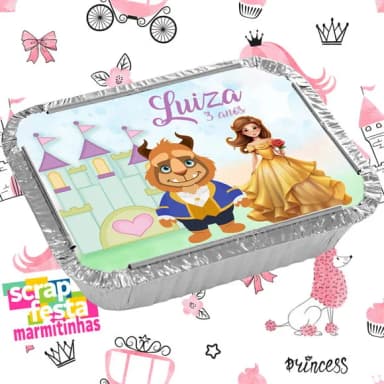 Marmitinha Personalizada Festa a Bela e a Fera