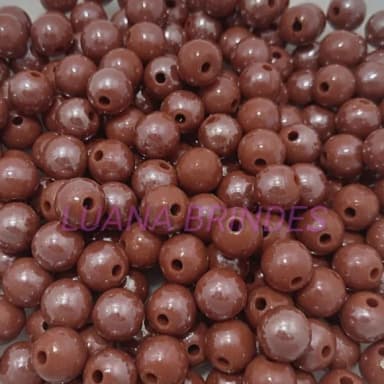 Pérola ABS Irisada Marrom Passante 10mm Pacote 100 unidades