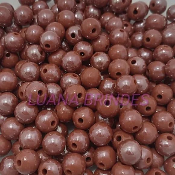 Pérola ABS Irisada Marrom Passante 10mm Pacote 100 unidades