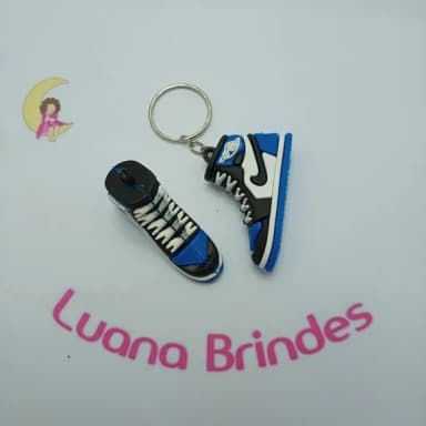 Chaveiro Tenis Azul de Borracha 3cm Pct 2 Unidades