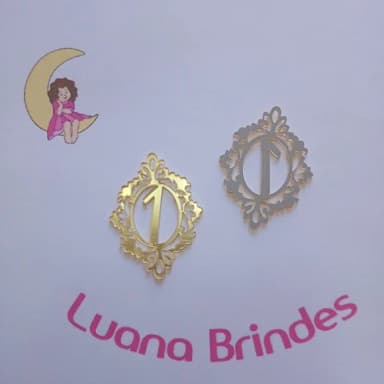 Aplique Número 1 Acrílico Espelhado Dourado 4,2cm - 6 Peças