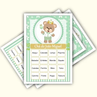 Bingo Chá de Bebê Menino Pdf Para Imprimir