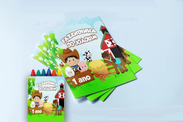 Revista para colorir  com Giz de cera Personalizado da Fazendinha