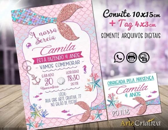 CONVITE DIGITAL C/TAG Sereia 3