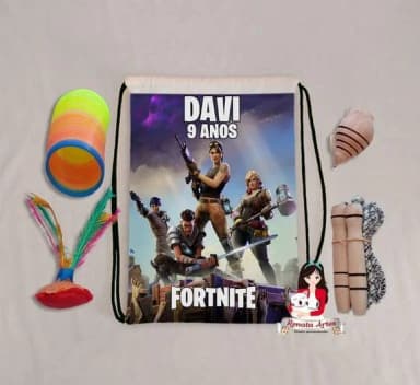 Mochila Boa Infância Personalizada Tema Fortnite