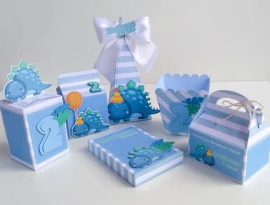 Kit 60 Lembrancinhas Dino Azul