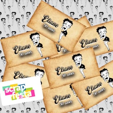 Adesivo Personalizado Retangular 7x4 Betty Boop