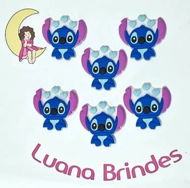 Aplique Stitch 3cm Emborrachado Pacote com 6 Unidades