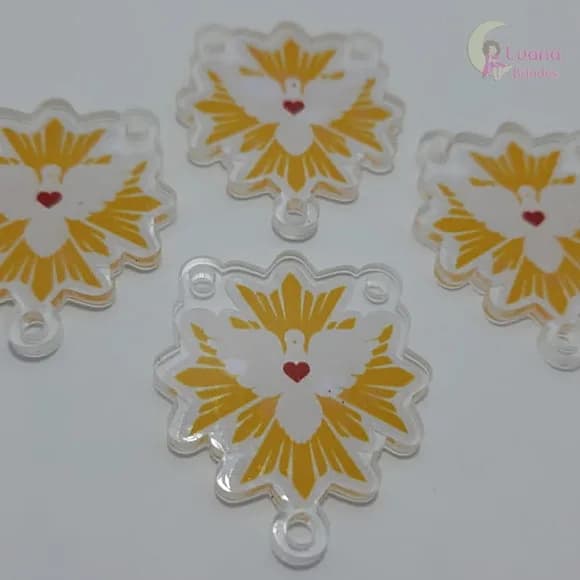 Entremeio Divino Espírito Santo de acrílico - pct c/4 unid