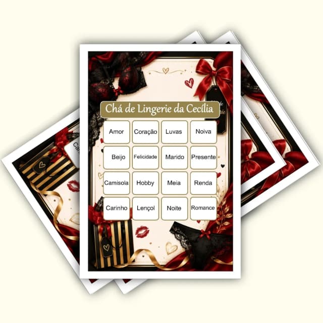 Bingo Chá de Lingerie PDF Para Imprimir