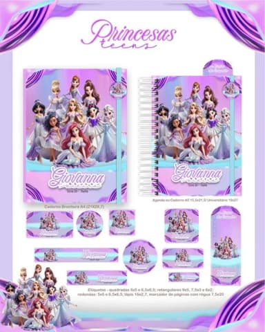 Caderno + Etiquetas + Tag Personalizada + Lápis