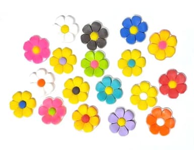 Aplique Flor Emborrachada Colorida Pacote com 18 Unidades