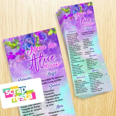 Menu Cardápio Personalizado Festa Neon Aniversário