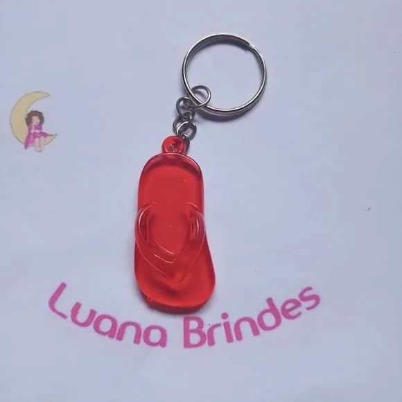 Chaveiro Chinelo Vermelho de Acrilico 5cm Pct 8 Unidades