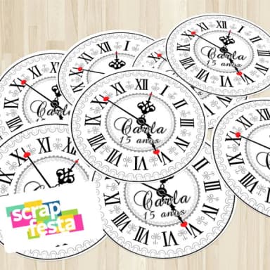 Adesivo Redondo Personalizados Festa Relógio
