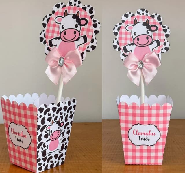 PEGUE E MONTE - Centro de Mesa VAQUINHA - Decoração de Festa | Lembrancinhas | Aniversário | Personalizados