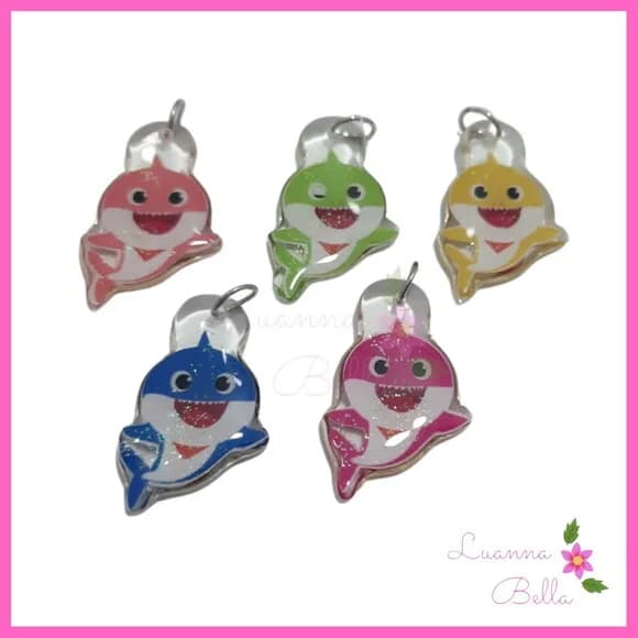 Pingentes Baby Shark de Resina - Pct c/ 5 unidades