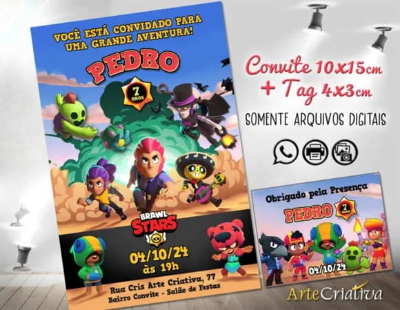 Convite Digital C/tag Brawl Stars 2