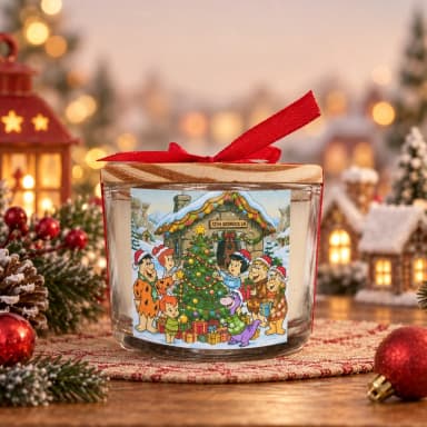 Vela Aromática no Copo Personalizada Natal Os Flintstones, Trabalhamos com outros temas - Informar  tema no chat