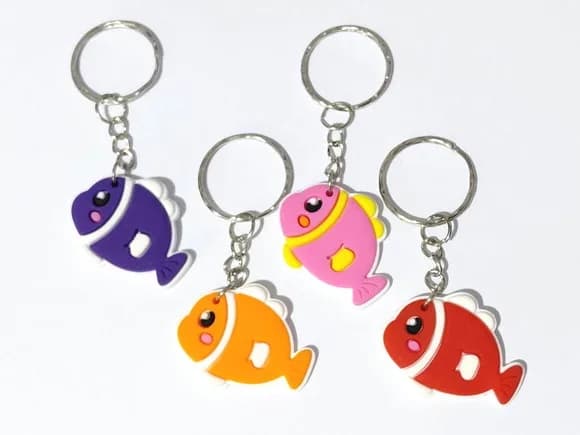 Chaveiro Peixinhos Coloridos Emborrachado Pacote C/8 Unidade