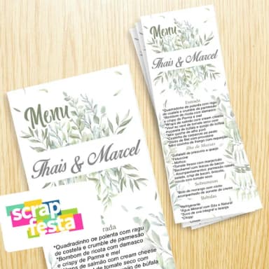 Menu Cardápio Personalizado Casamento Elegante Aquarela