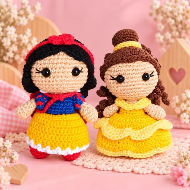 Boneca Princesa em Amigurumi 14 cm | Escolha o Modelo