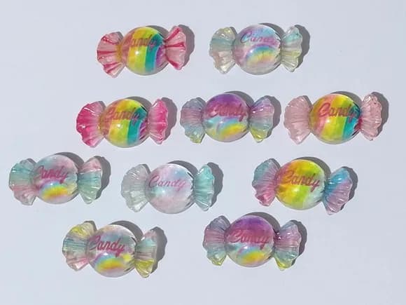 Aplique Bala Candy Resina 2,5cm Pacote com 10 Unidades