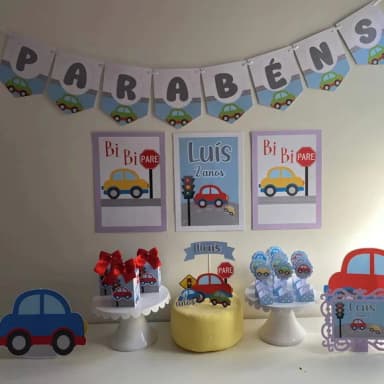 Kit Mesversário Carrinhos Personalizados - Só Um Bolinho