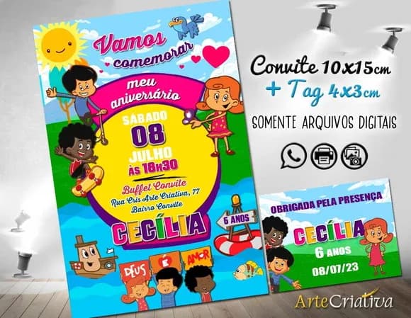 Convite Digital C/tag 3 Palavrinhas 2